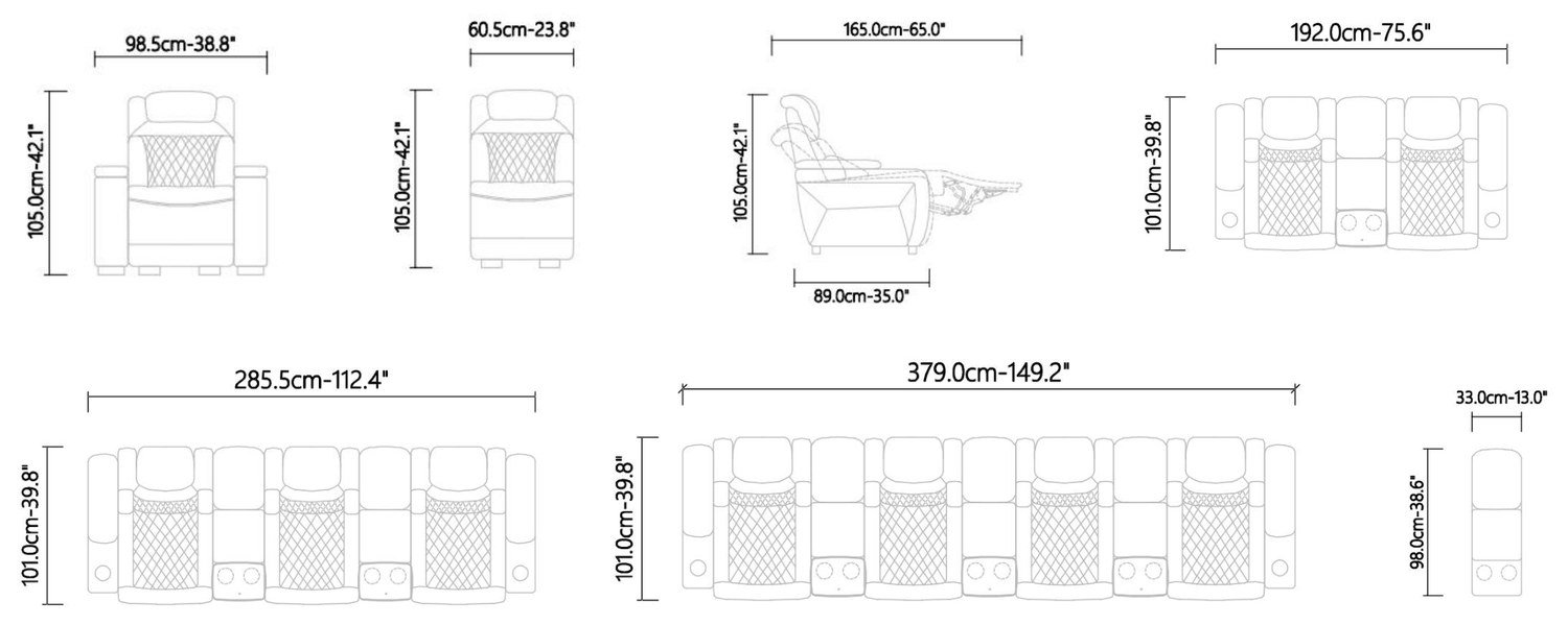 Dimensioned drawing of the LumeO Tresco 0951 seat (Home Solutions)